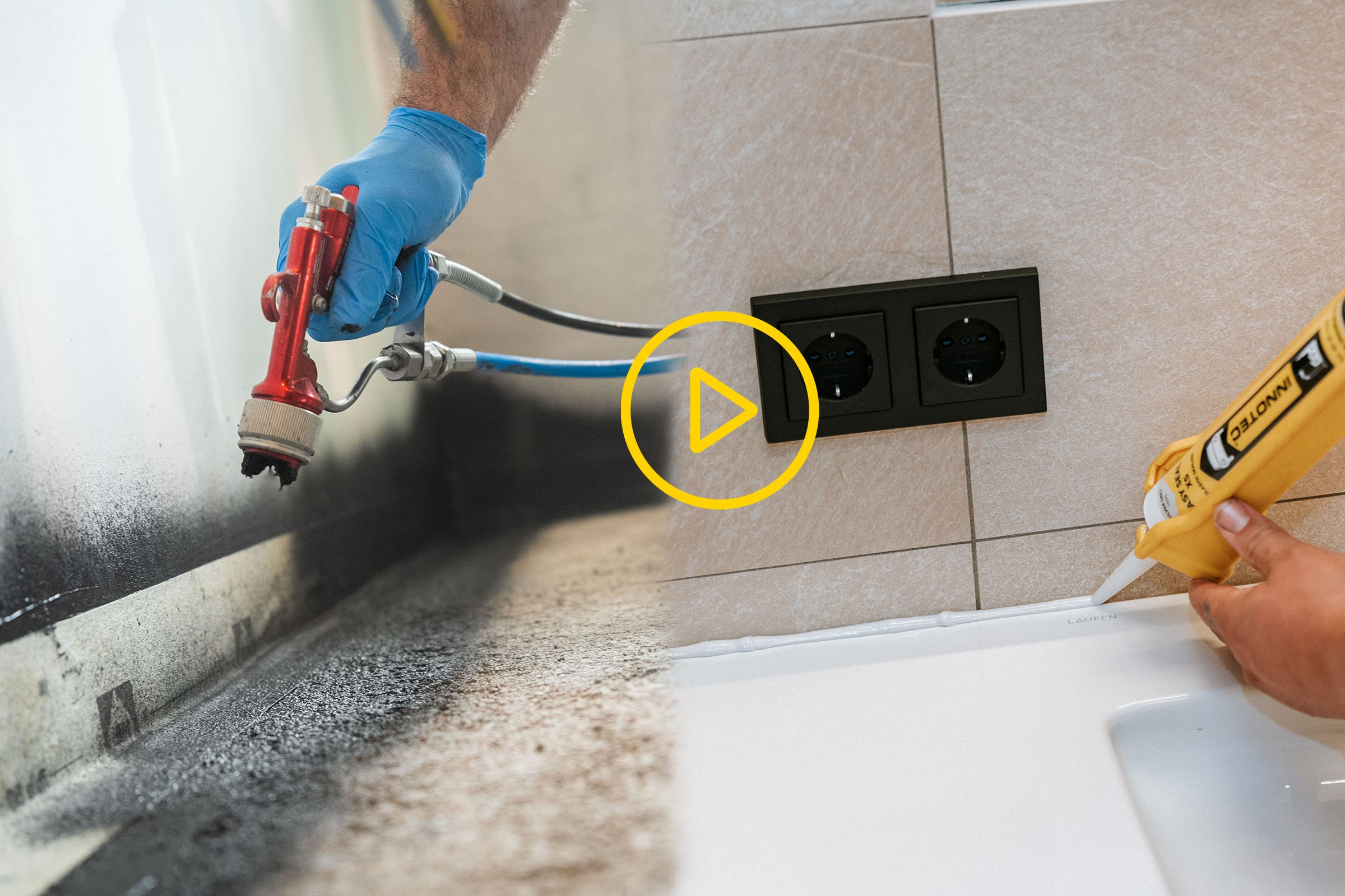 Foto von Nasszellenabdichtung mit Link zur Playlist